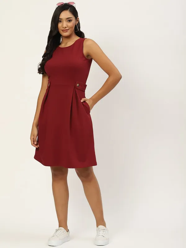 Maroon_Cotton_Loop_Teri_Dresses