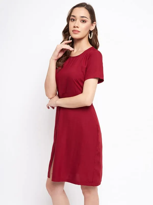 Maroon_Rayon_Solid_Dresses