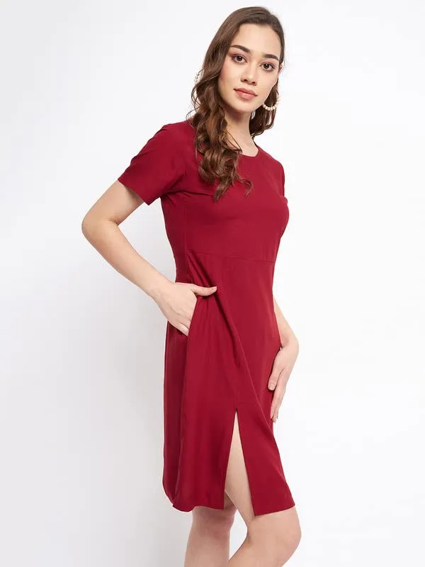 Maroon_Rayon_Solid_Dresses