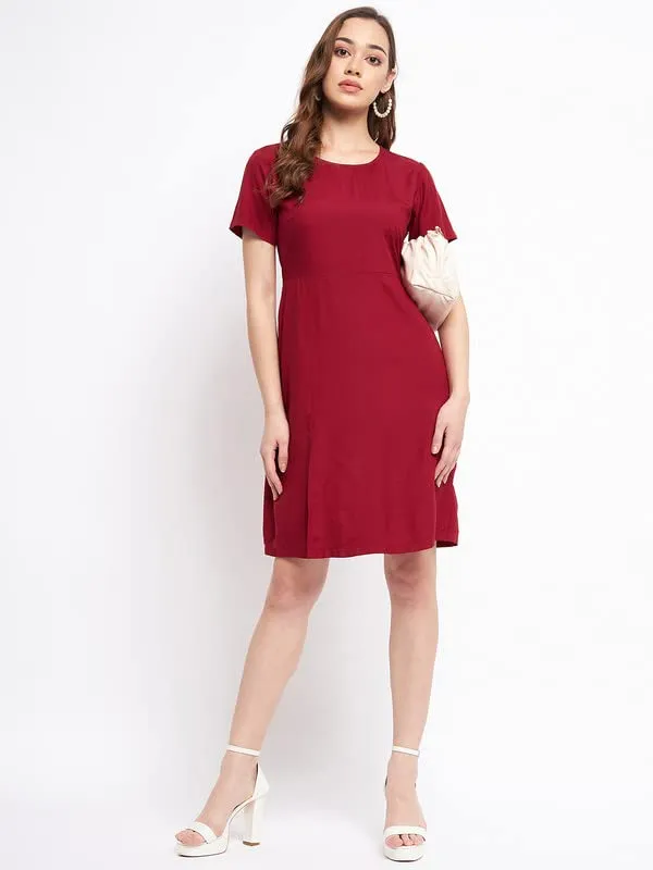 Maroon_Rayon_Solid_Dresses
