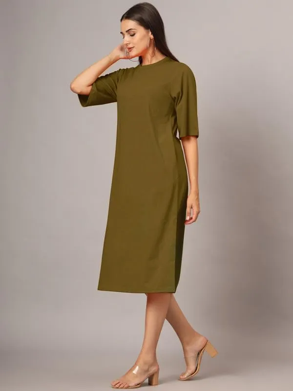 Olive_Cotton_Blend_Single_Jersey_Dresses