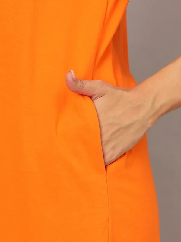 Orange_Cotton_Blend_Single_Jersey_Dresses