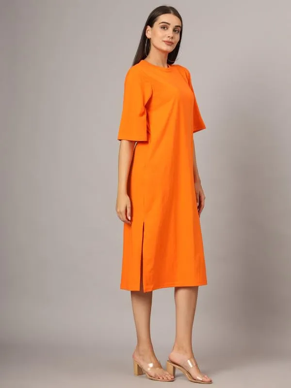 Orange_Cotton_Blend_Single_Jersey_Dresses