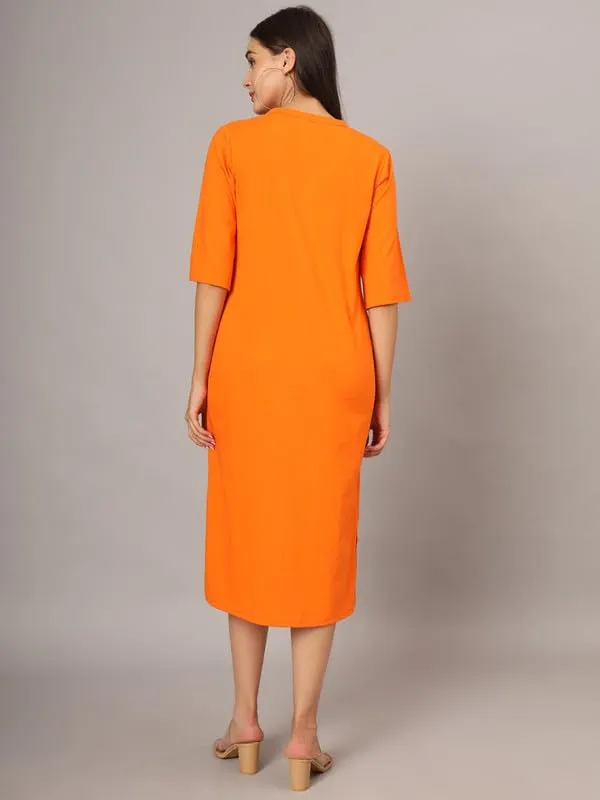 Orange_Cotton_Blend_Single_Jersey_Dresses