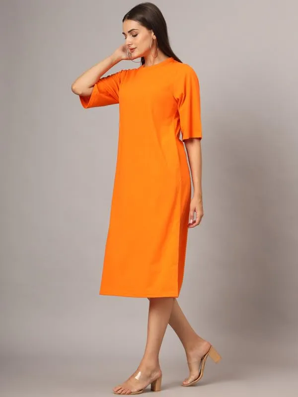 Orange_Cotton_Blend_Single_Jersey_Dresses