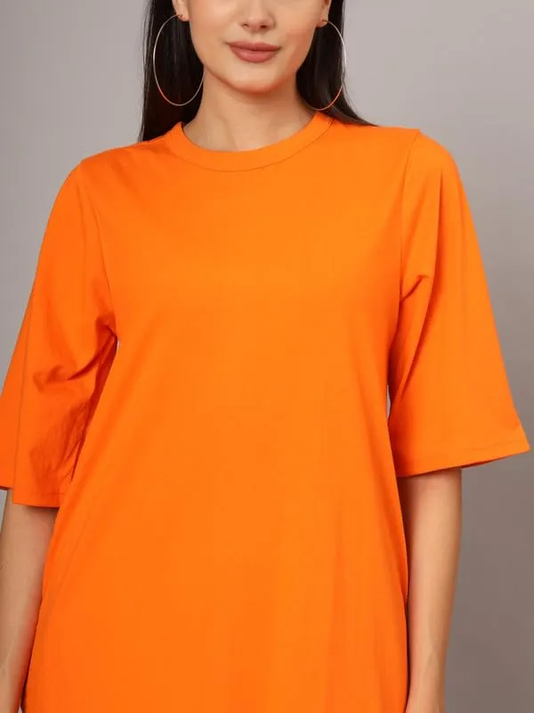 Orange_Cotton_Blend_Single_Jersey_Dresses