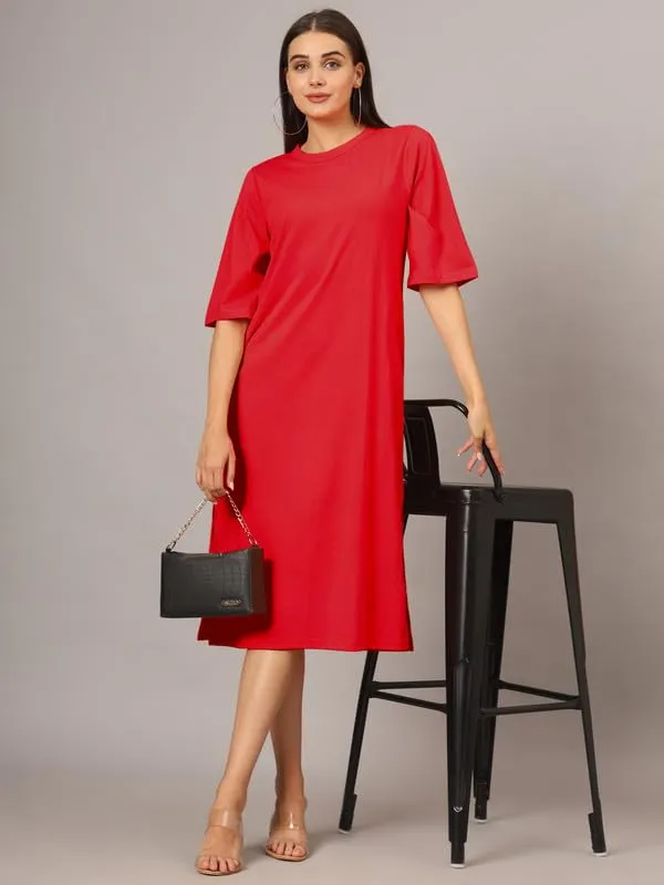 Red_Cotton_Blend_Single_Jersey_Dresses