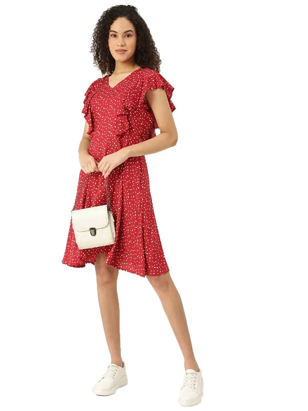 BRINNS_Red_&_White_Printed_Dress