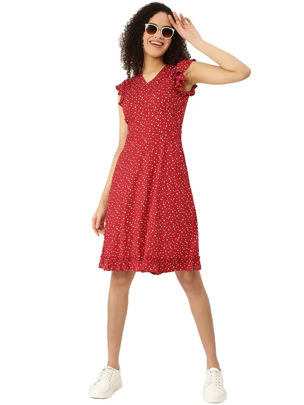 BRINNS_Red_&_White_Printed_Dress