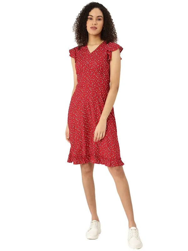BRINNS_Red_&_White_Printed_Dress