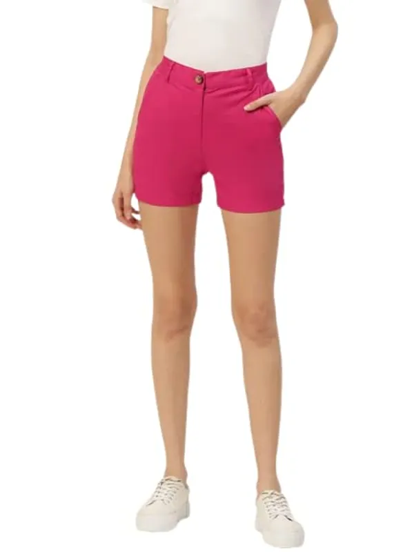 Magenta_COTTON_Poplin_Lycra_Shorts