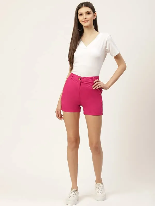 Magenta_COTTON_Poplin_Lycra_Shorts