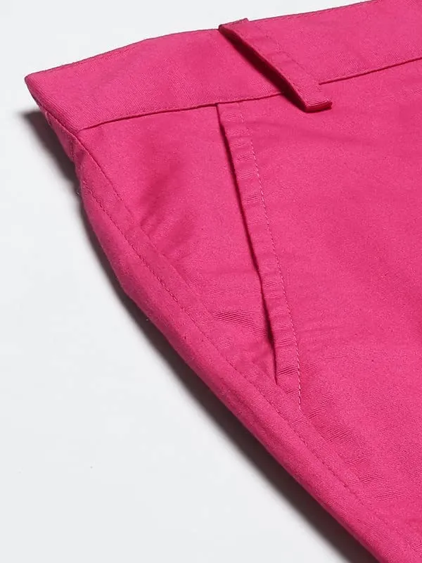 Magenta_COTTON_Poplin_Lycra_Shorts