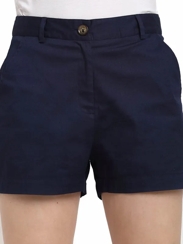 Navy_COTTON_Poplin_Lycra_Shorts