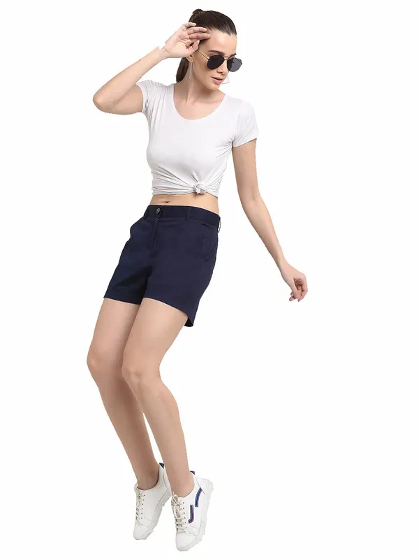 Navy_COTTON_Poplin_Lycra_Shorts