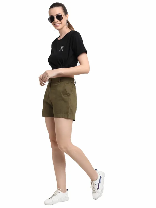 Olive_COTTON_Poplin_Lycra_Shorts
