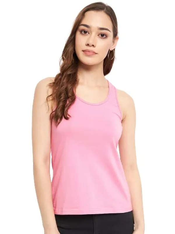 Pink_Cotton_Lycra_Camisoles