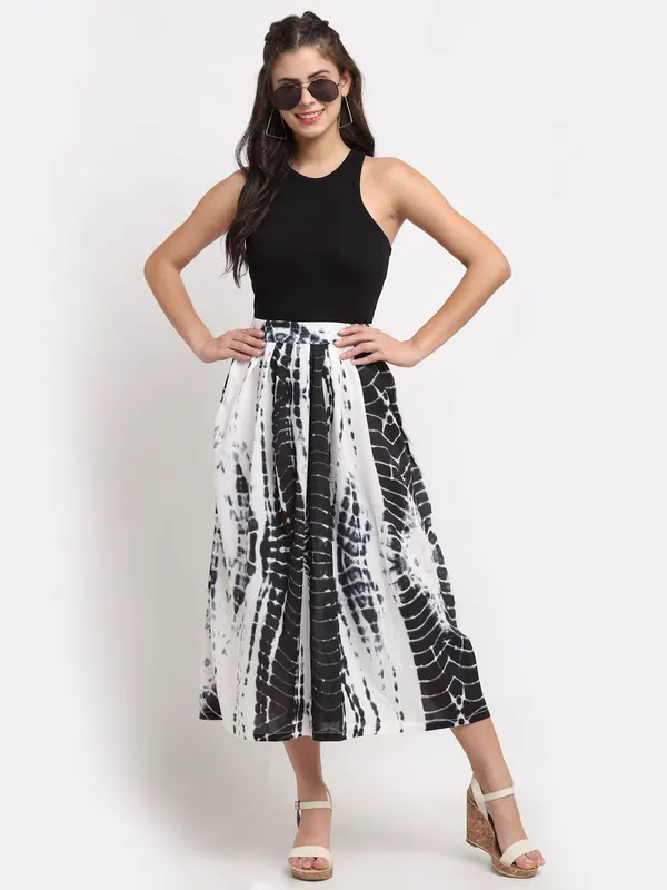 BRINNS_Women's_White_&_Blue_Solid_Color_Tie_&_Dye_Print_Midi_Skirt