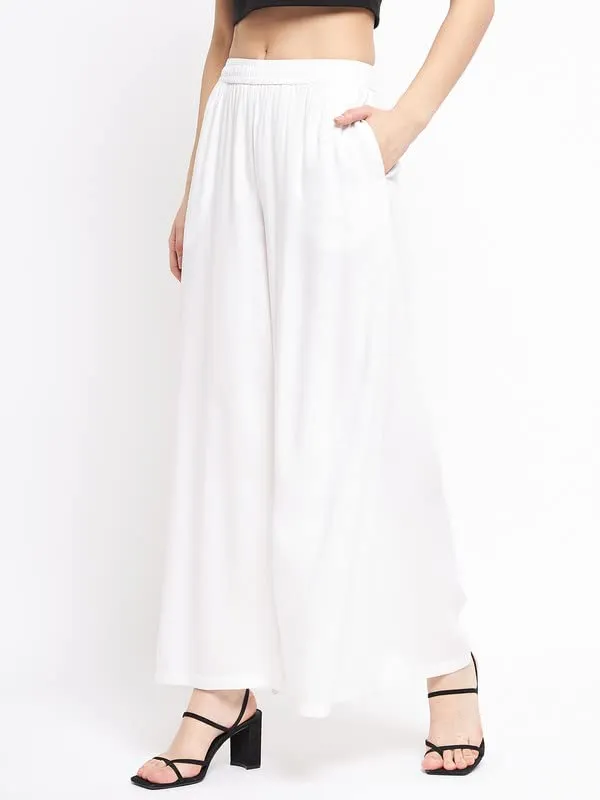 White_Rayon_Solid_Palazzos