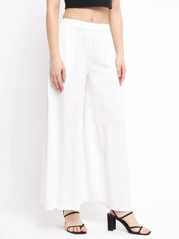 White_Rayon_Solid_Palazzos
