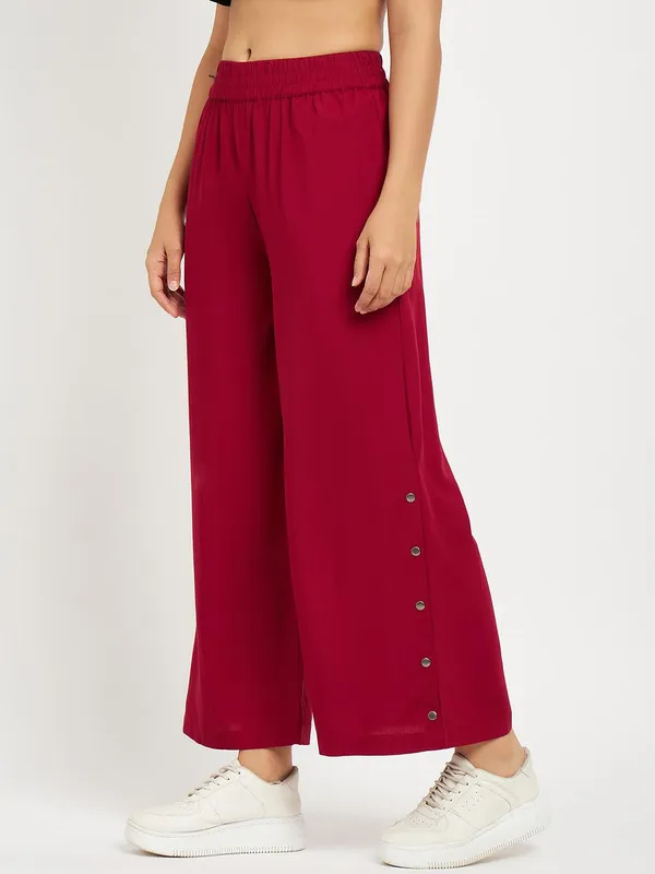 Maroon_Rayon_Solid_Palazzos