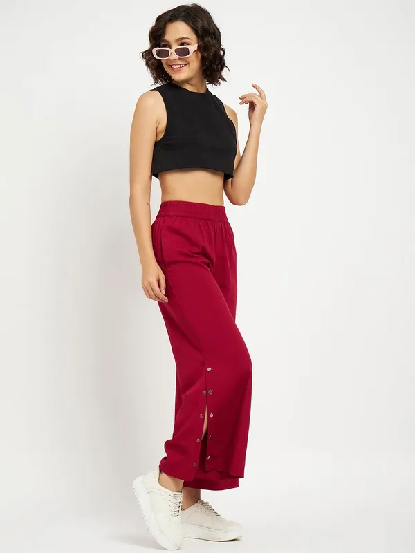 Maroon_Rayon_Solid_Palazzos