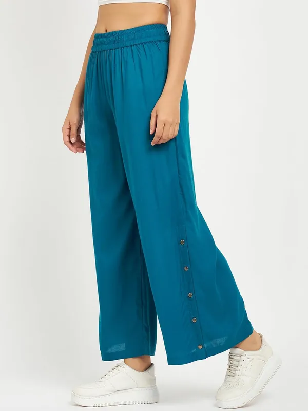 Teal_Rayon_Solid_Palazzos