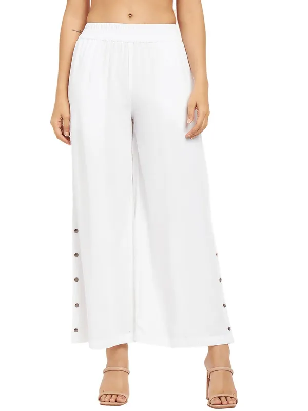 White_Rayon_Solid_Palazzos