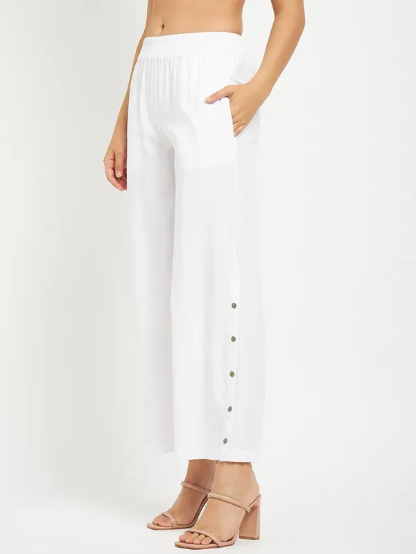 White_Rayon_Solid_Palazzos