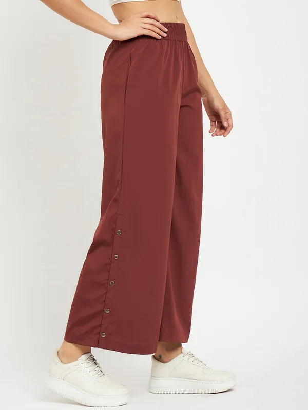 Maroon_Polyester_Palazzos