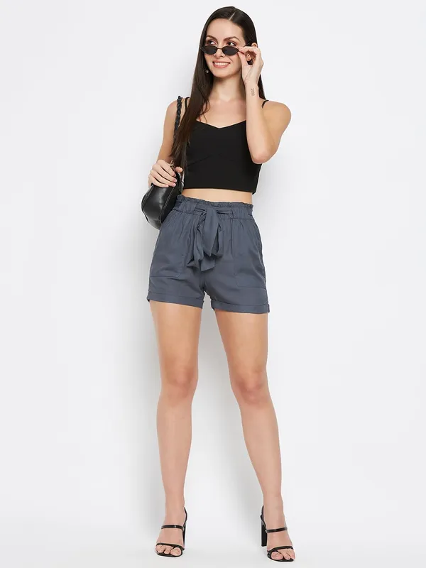 Grey_Rayon_Solid_Shorts