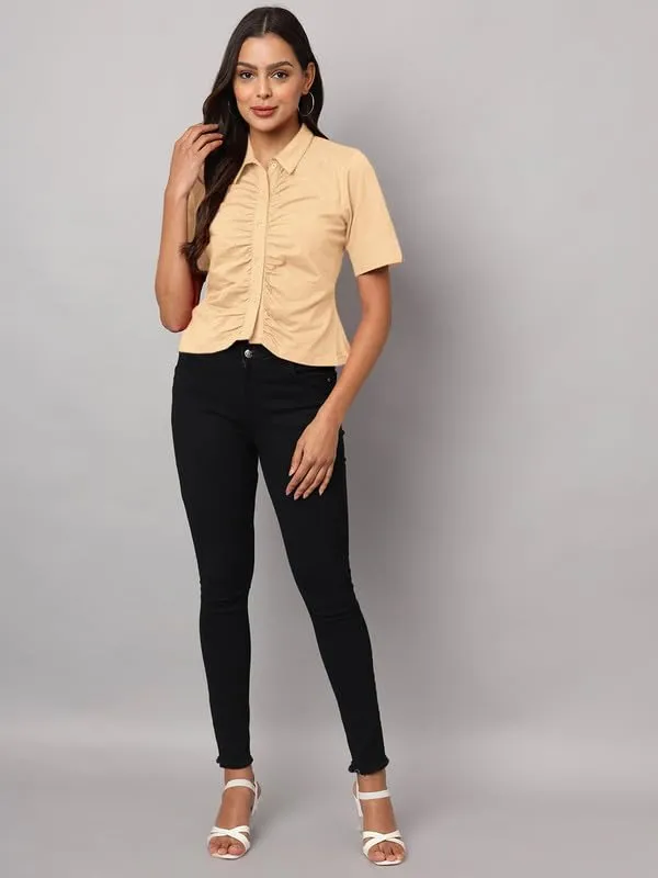 Dbeige_Cotton_Lycra_Shirts