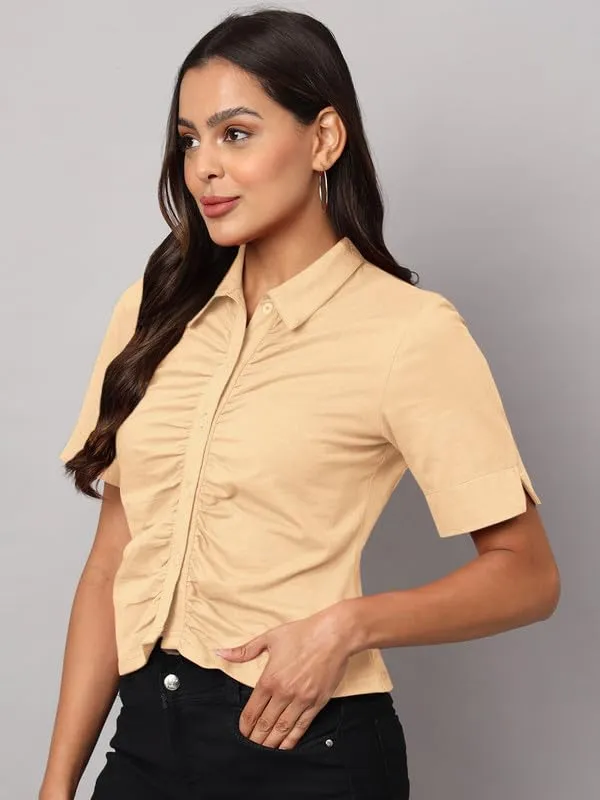 Dbeige_Cotton_Lycra_Shirts