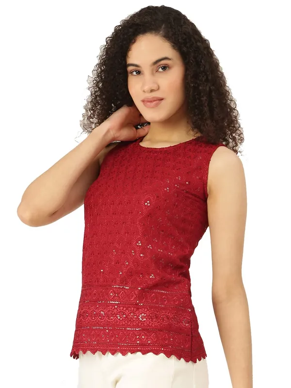 Maroon_Rayon_Sequinn_Tops