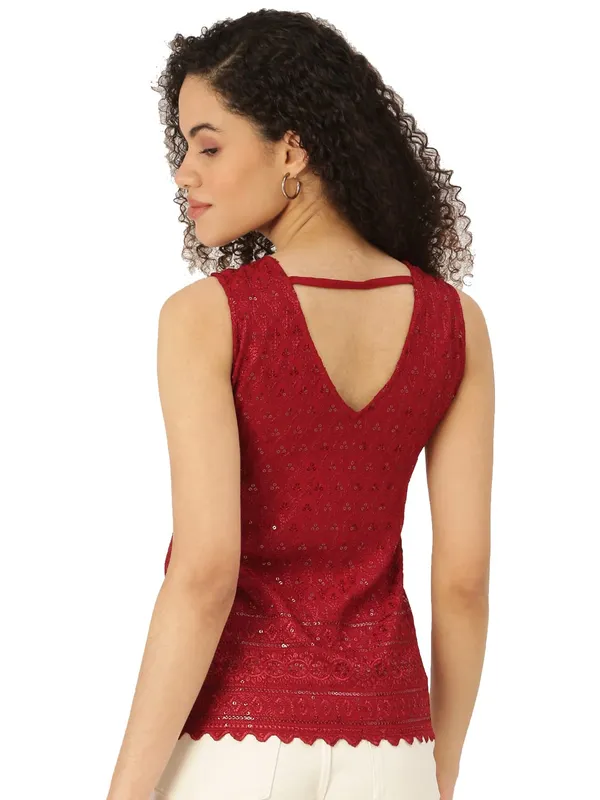 Maroon_Rayon_Sequinn_Tops