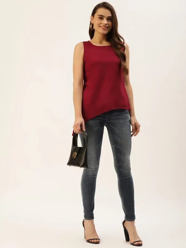 Maroon_Rayon_Solid_Tops