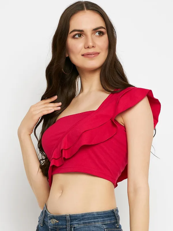 Magenta_Cotton_Blend_Single_Jersey_Tops