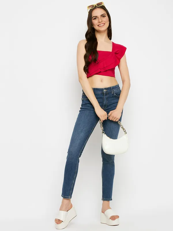 Magenta_Cotton_Blend_Single_Jersey_Tops