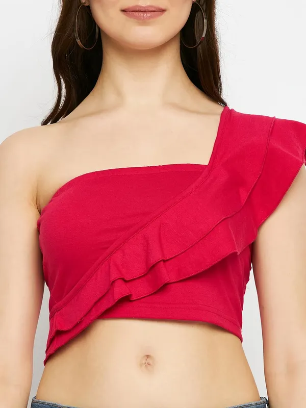 Magenta_Cotton_Blend_Single_Jersey_Tops