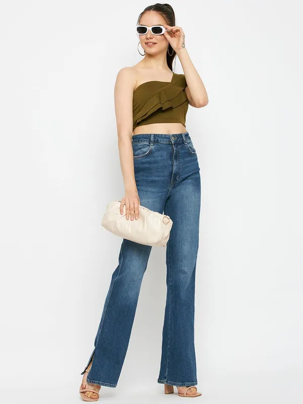 Olive_Cotton_Blend_Single_Jersey_Tops