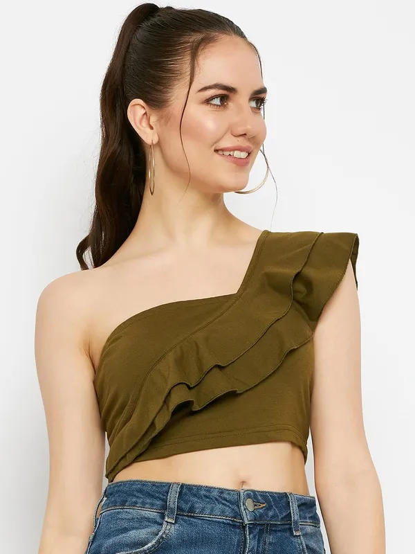 Olive_Cotton_Blend_Single_Jersey_Tops