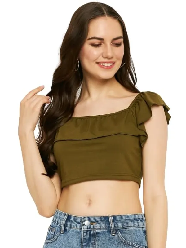 Olive_Cotton_Blend_Single_Jersey_Tops