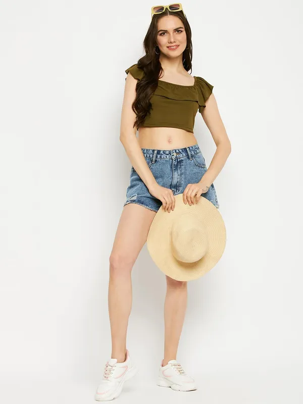 Olive_Cotton_Blend_Single_Jersey_Tops