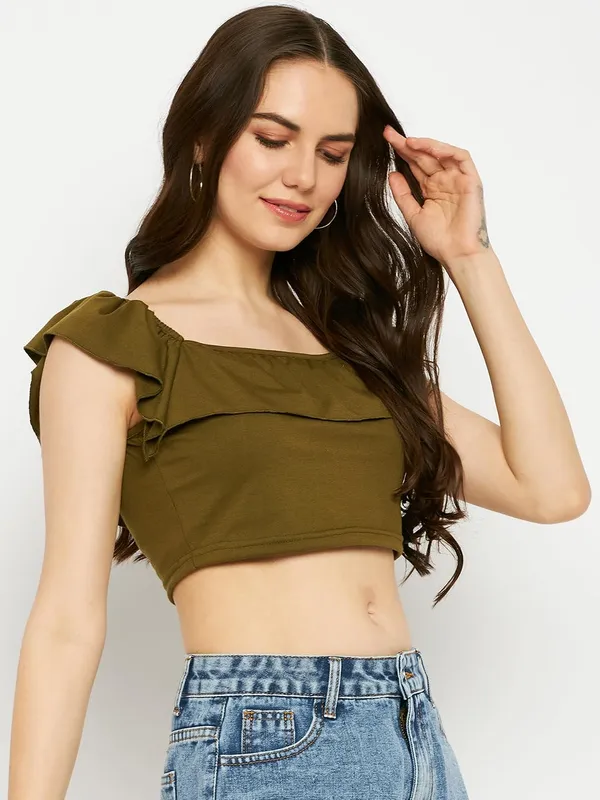 Olive_Cotton_Blend_Single_Jersey_Tops