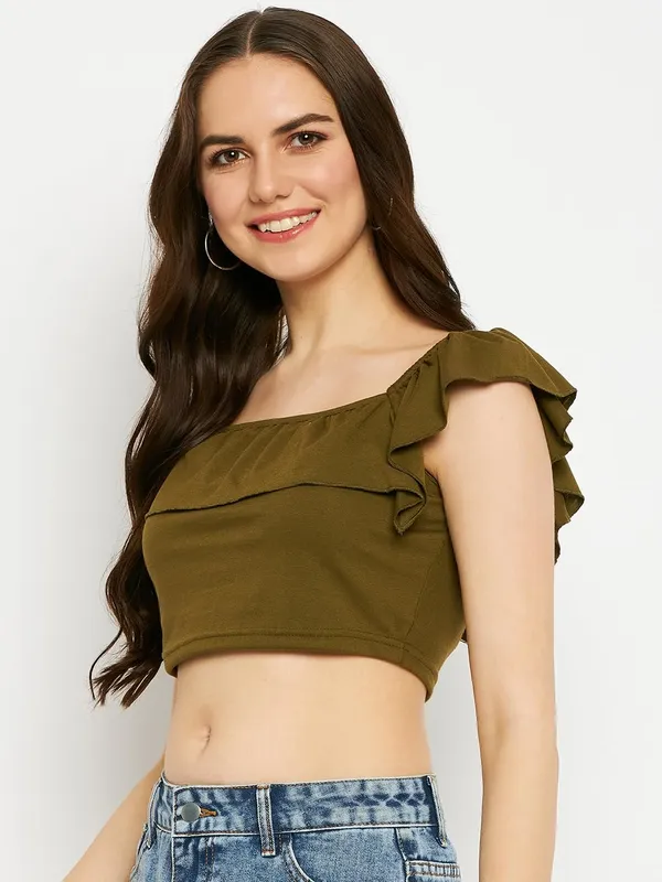 Olive_Cotton_Blend_Single_Jersey_Tops