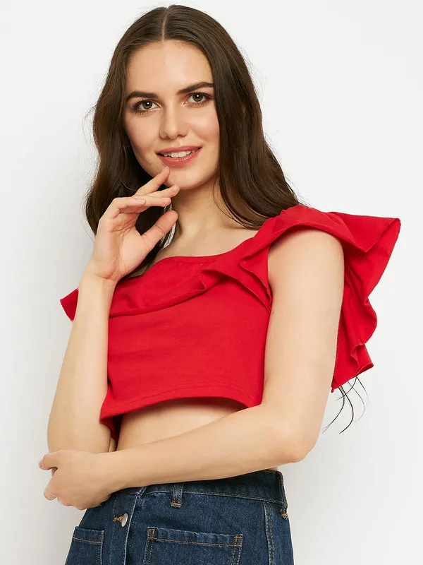 Red_Cotton_Blend_Single_Jersey_Tops