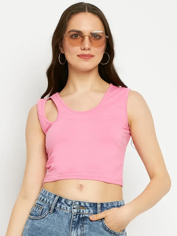 Round_Neck_Cut_Out_Fitted_Crop_Top