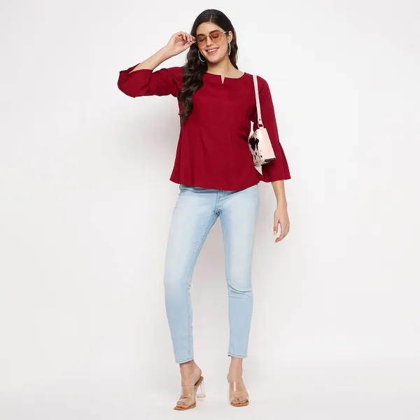 Maroon_Rayon_Solid_Tops