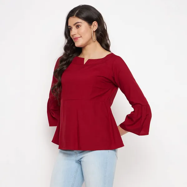 Maroon_Rayon_Solid_Tops