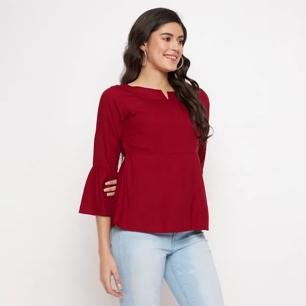 Maroon_Rayon_Solid_Tops